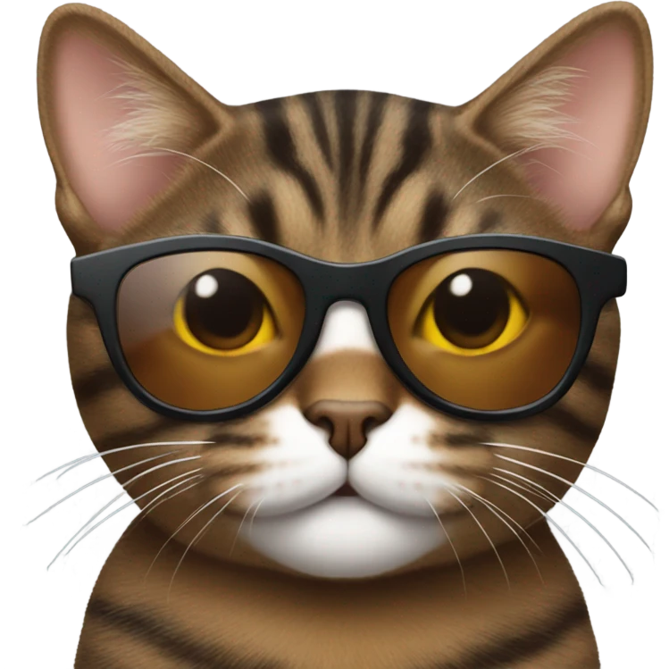 Black brown tabby cat with sunglasses emoji