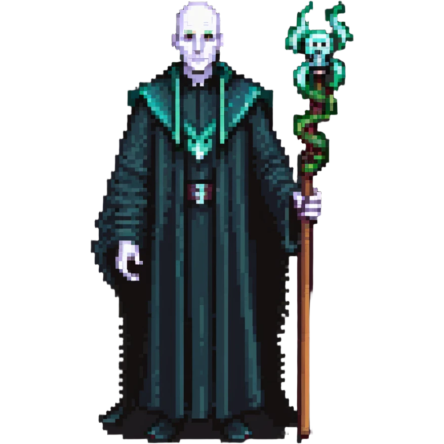 Lord Voldemort with pale face and wand emoji