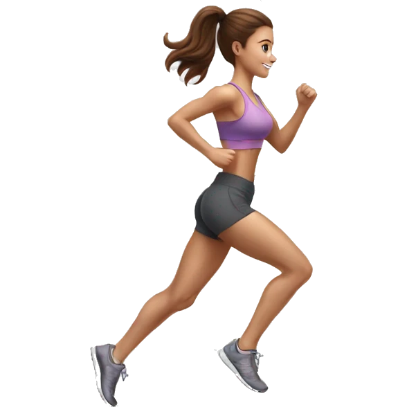 Full hyperrealistic pencil drawing of athletic girl with brown hair doing cardio on treadmill emoji