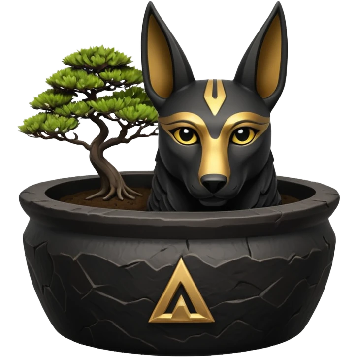  Comforting black fur Anubis brand cracked bonsai pot  emoji