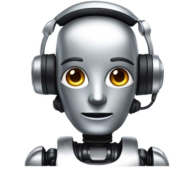 Robot facing forward wearing headset emoji