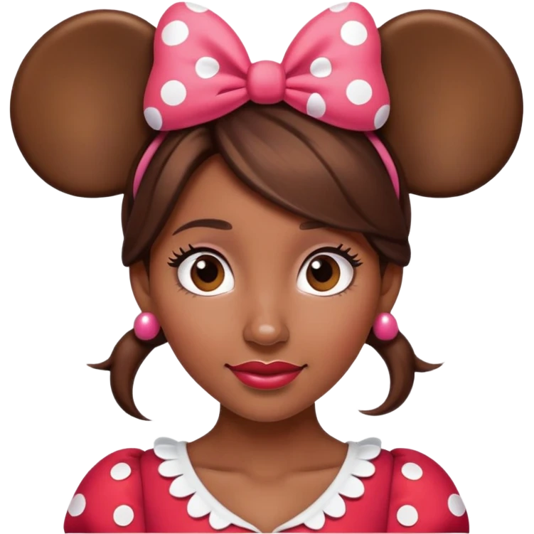 Woman’s with brown hair Minnie mouse ears emoji