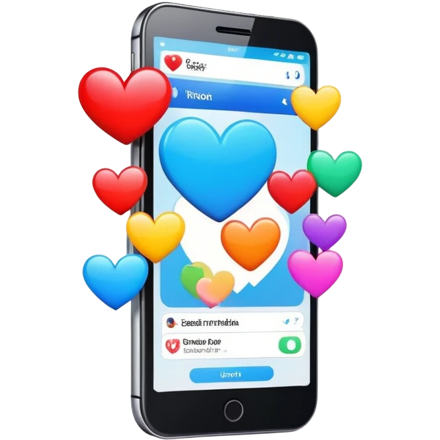  smartphone showing a colorful social media post with a heart and image icon emoji