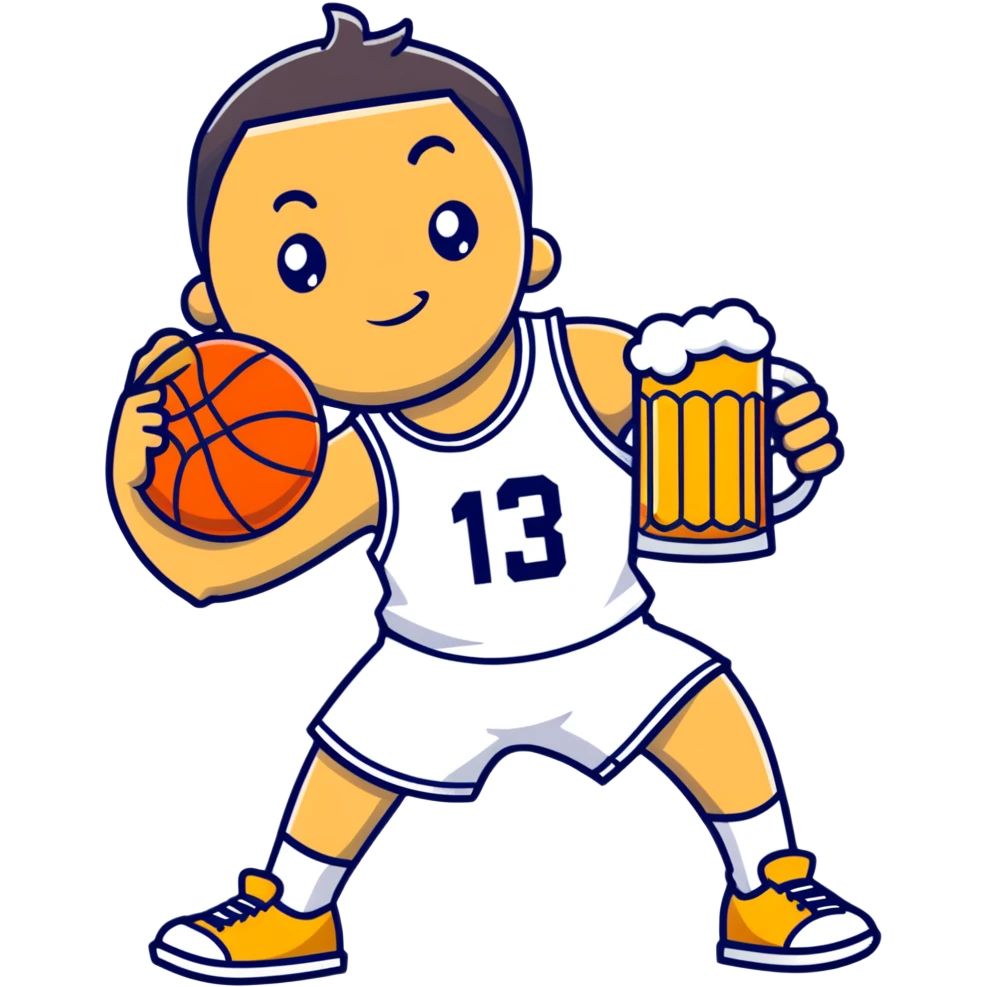 Lanky basketball player with a beer emoji