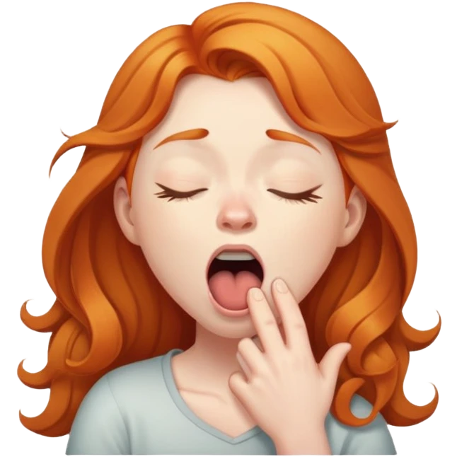Sleepy Ginger girl trying to wake up in early morning emoji
