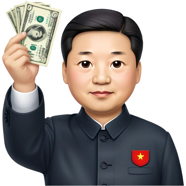 xi jinping photorealistic holds out for the dollar emoji