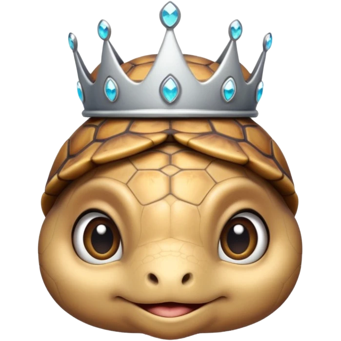 a cute domestic turtle with big eyes and with a silver tiara emoji