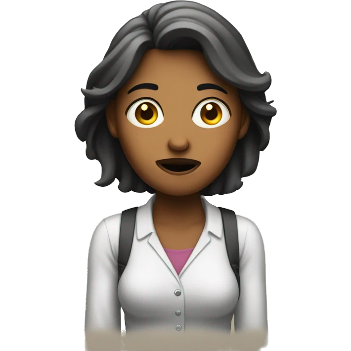 woman shrugging with a confused face emoji
