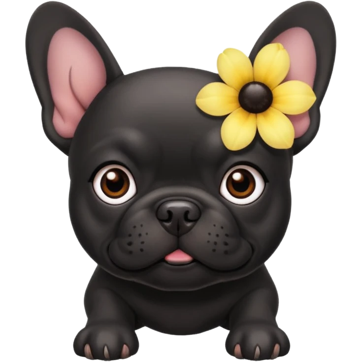Black French bulldog with a flower emoji