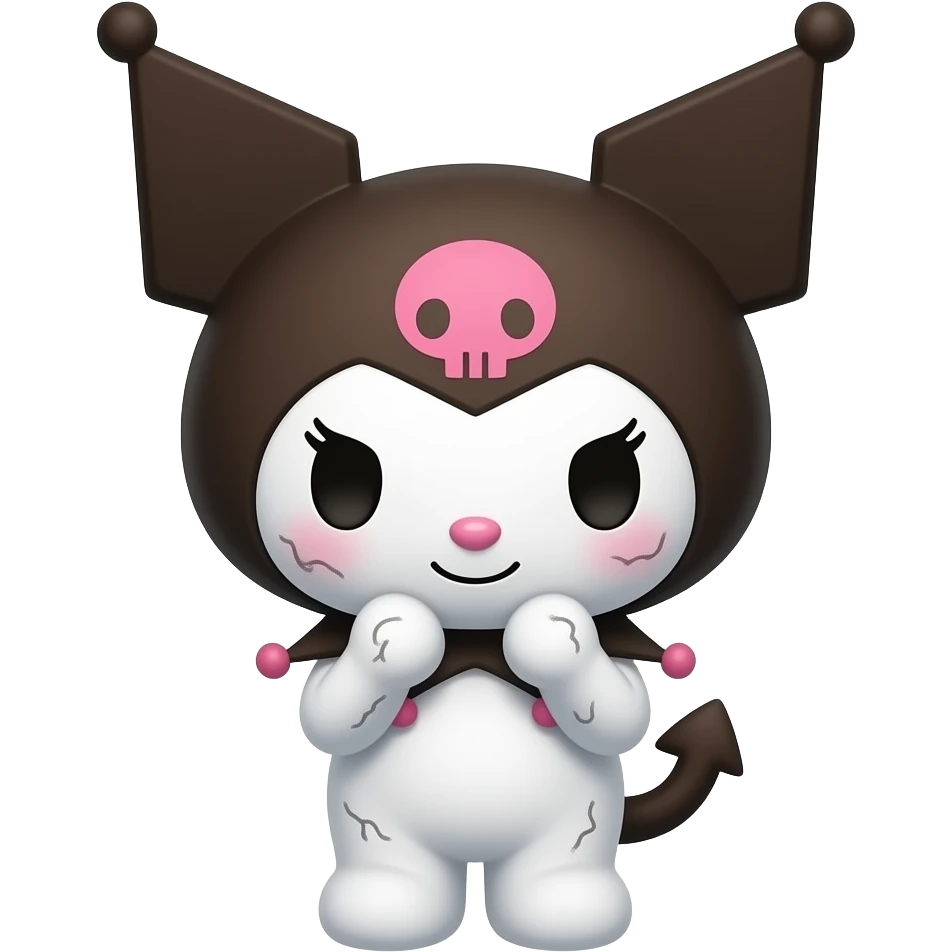 brown skin tone kuromi itching her skin emoji