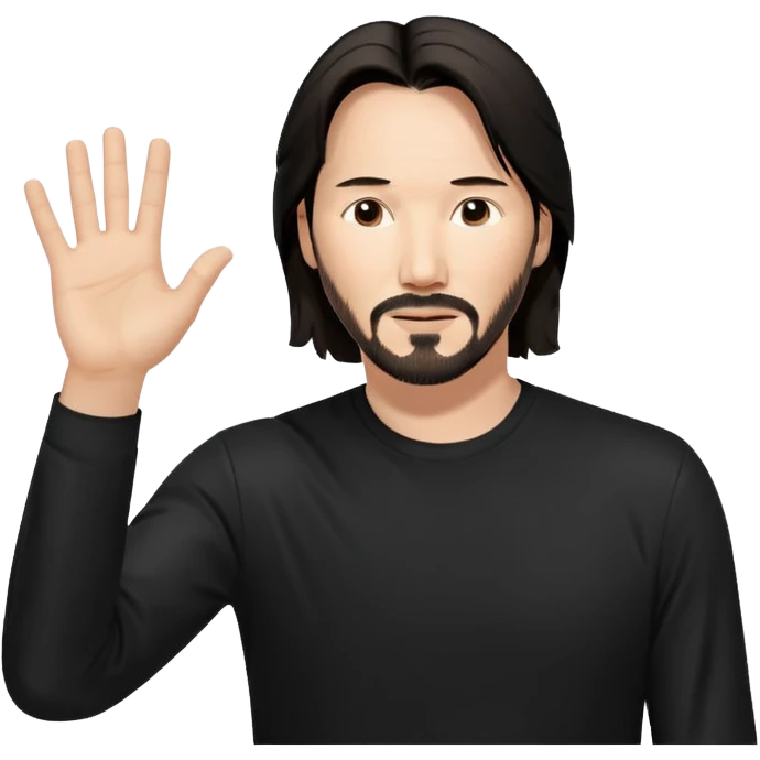Keanu Reeves raising his hand up emoji