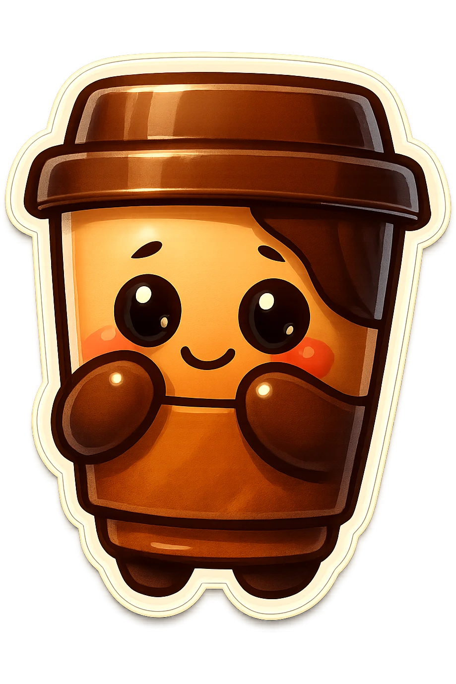 Tall coffee cup, shy, hiding emoji