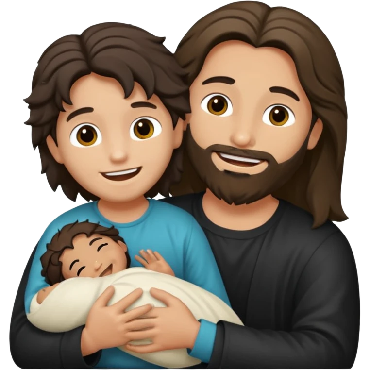 Jesucristo abrazado de un niño con pelo negro emoji