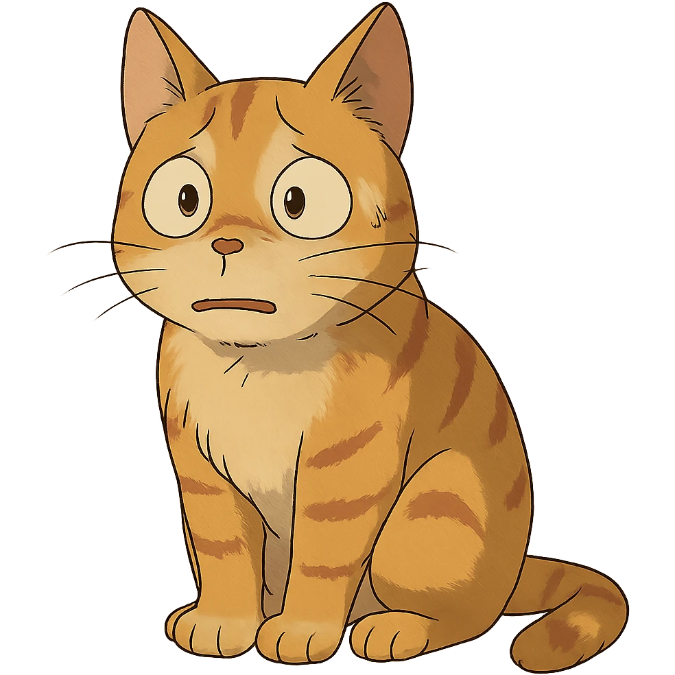 nervous cat in ghibli style emoji