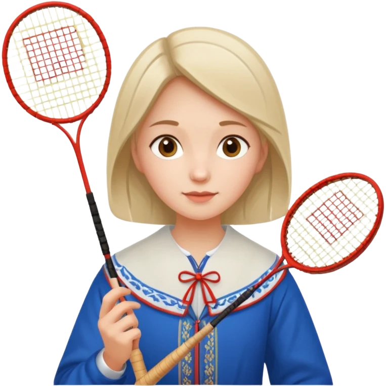 ancient russia girl with 1 badminton racket emoji