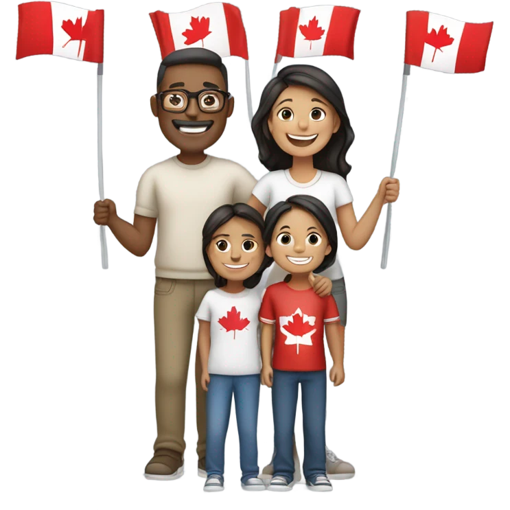 Show me a family of proud Canadians  emoji