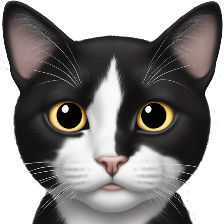 black and white tuxedo cat with black dot on his nose and chin emoji