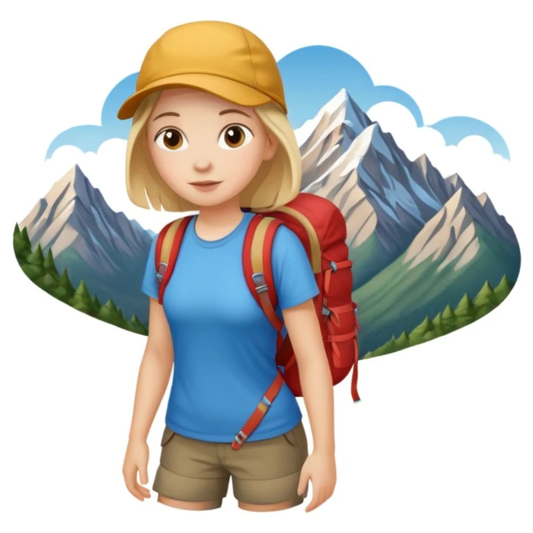 girl back packing mountains background  emoji