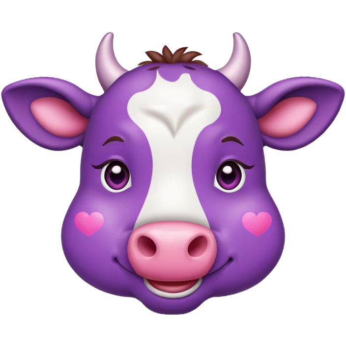 Emoji of a purple cow with heart eyes emoji