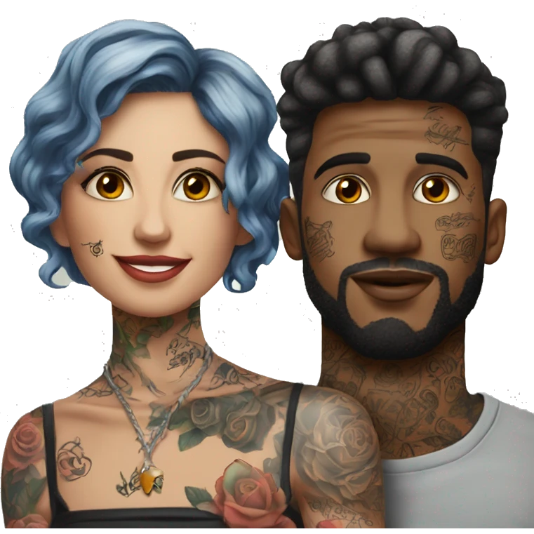 Romantic movie theater date for beautiful tattooed couple emoji