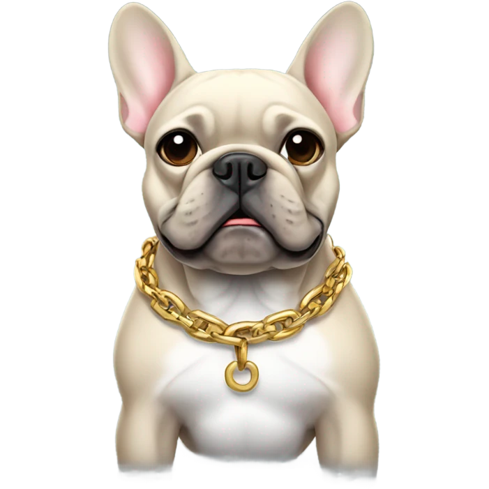 Frenchie  with chain ￼￼ emoji