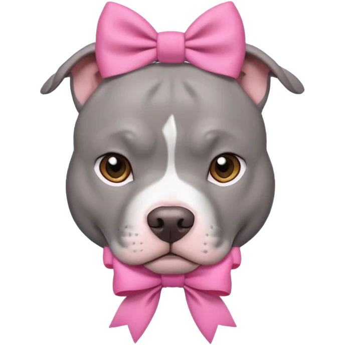 Grey pitbull with a pink bow emoji