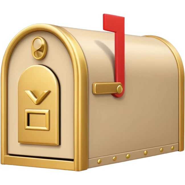 beige aesthetic mailbox with gold elements. without red color  emoji