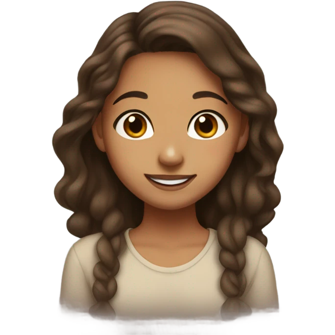 girl with olive skin, face freckles, brown eyes and long brown hair. smiling and has a nose piercing  emoji