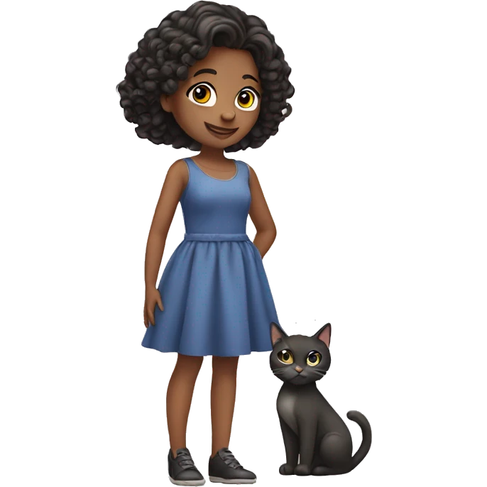 pretty girl in dress with cat emoji