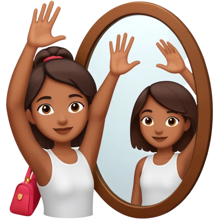 a person through a mirror. self-love high fiving emoji