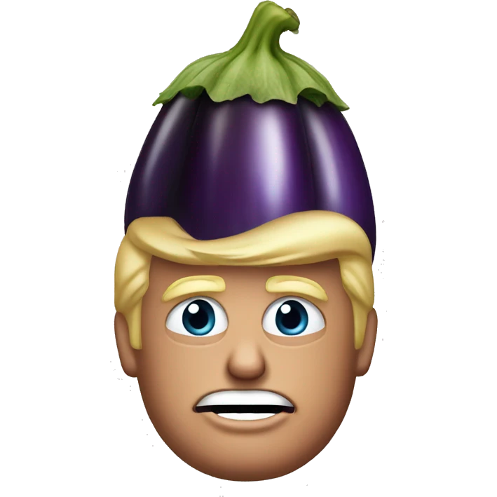 donald trump with eggplant on head emoji