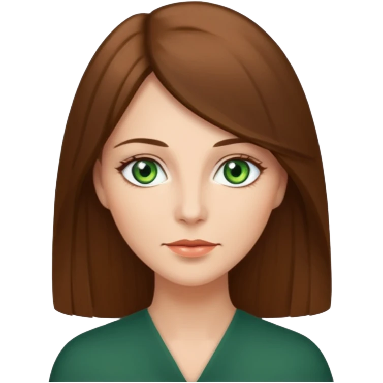 Pretty middle age woman with green eyes and long straight Ash-brown hair  emoji