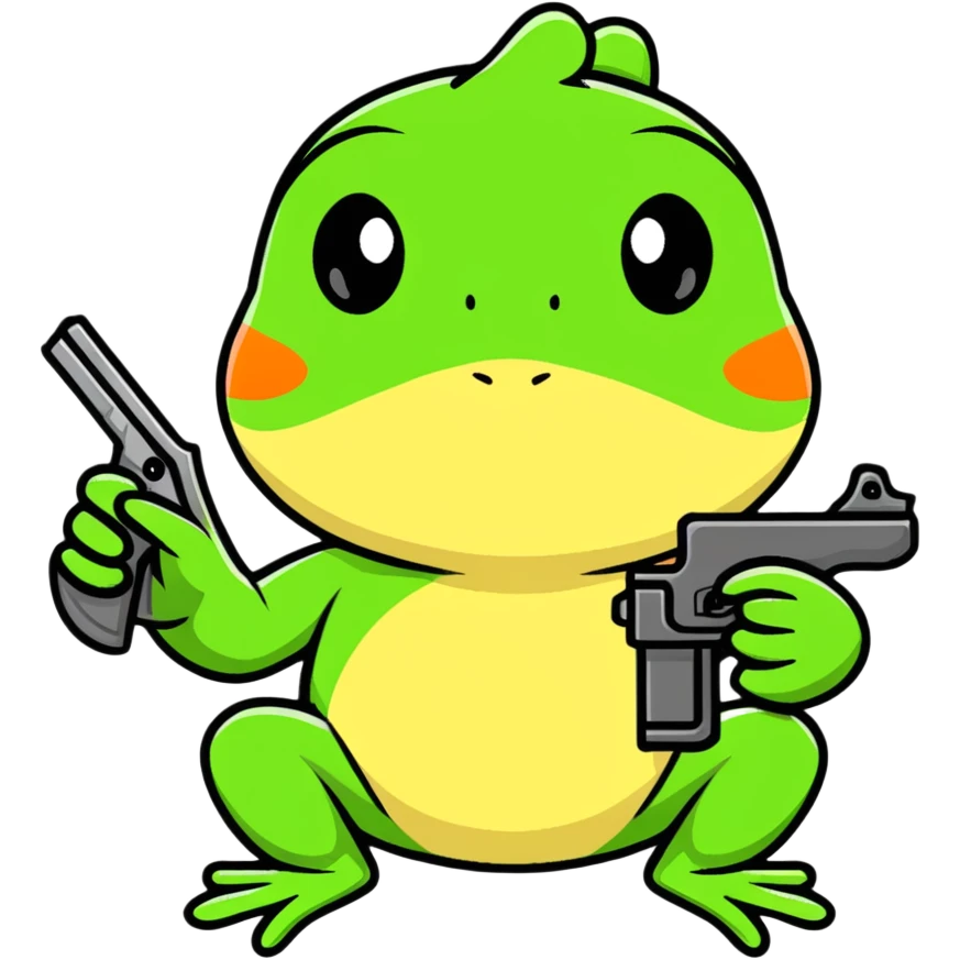 A froggy with a gun emoji