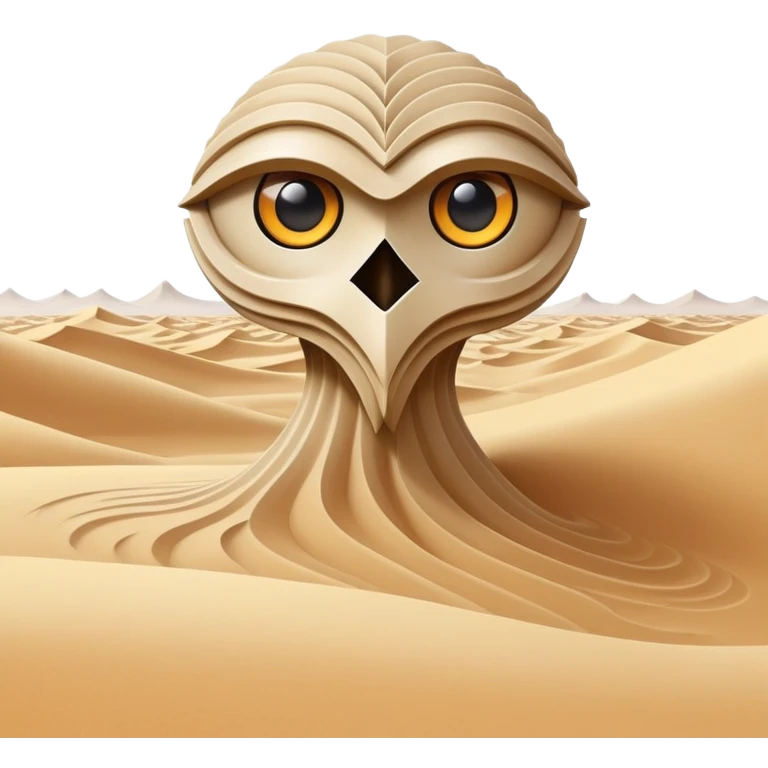 A guardian made of interlocking dunes that forms temporary bodies from compressed sand, adorned with gemstone eyes that change color to warn of approaching sandstorms or oasis locations. emoji