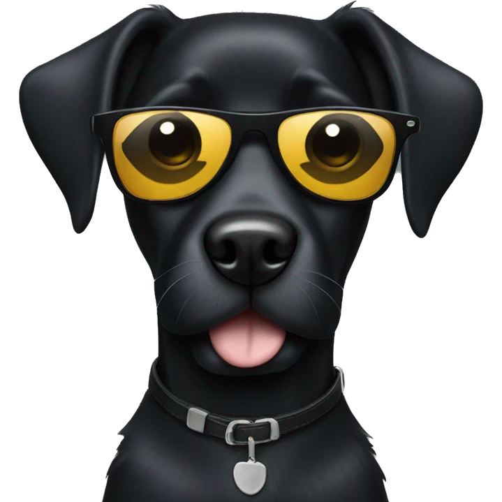 black dog with black sunglasses  emoji