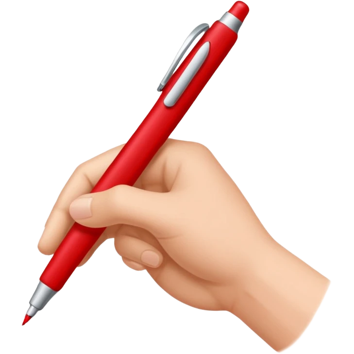 рука телесного цвета что то пишет красной ручкой emoji