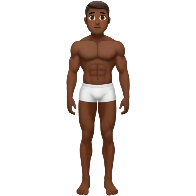 full view of a fully naked muscular dark skin man in a laundromat emoji