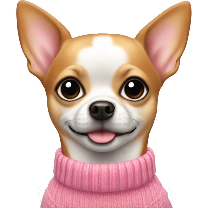 Dog chihuahua white and ginger with a pink sweater emoji