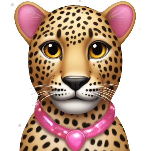 Leppard with pink spots with sparkles around the leopard  emoji