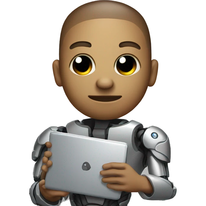 a cyborg holding laptop emoji