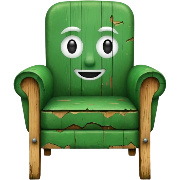 green chair with face emoji