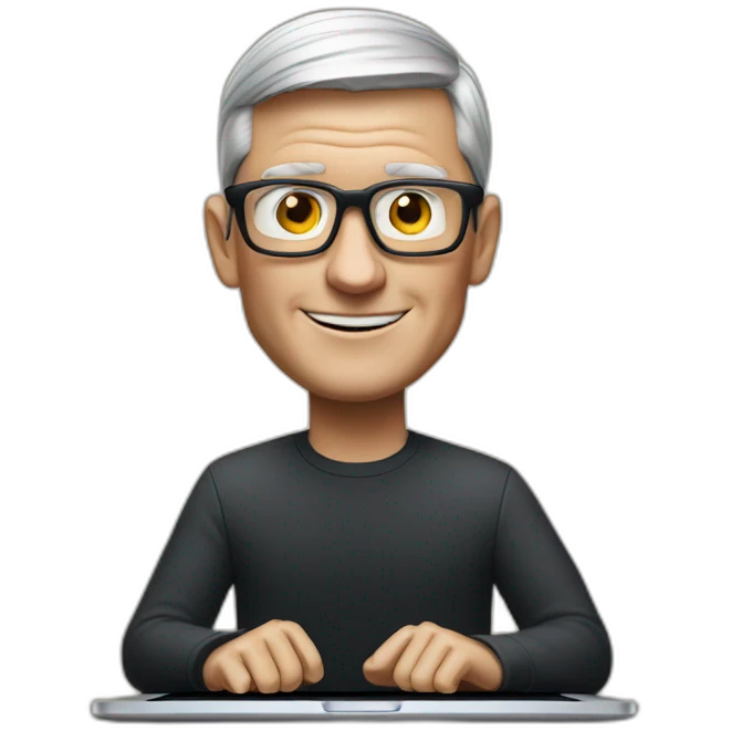 tim cook with macbook pro emoji