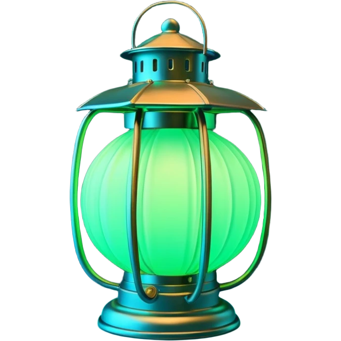 3D render of Lantern Fruit, bioluminescent deep sea style, glowing neon blue and green lights, dark background to contrast the glow, translucent organic textures. emoji