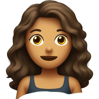 dormida en una cama, una mujer de tez trigueña con cabello liso castaño emoji