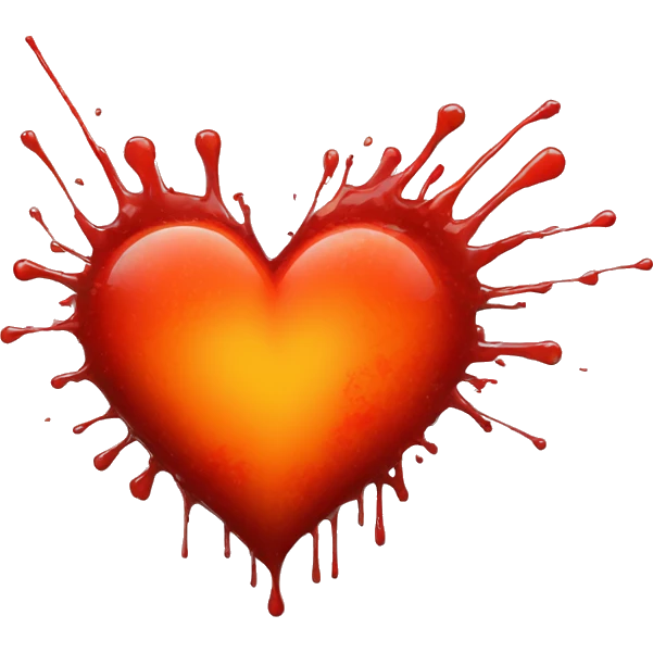 bleeding red heart glowing red-orange with splatter emoji