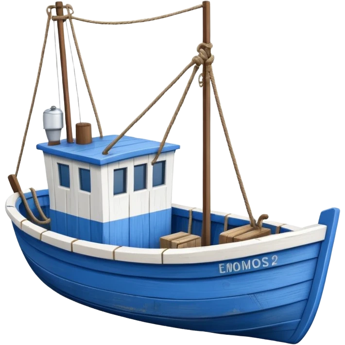 Design a small fishing boat with nets emoji
