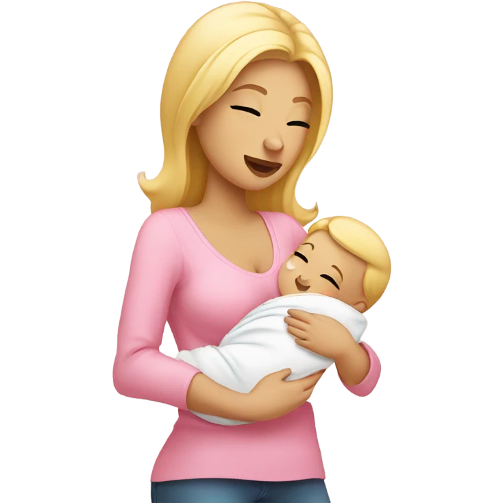 blonde woman breast feeding baby. light pink shirt emoji