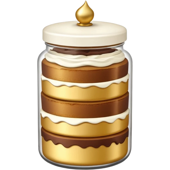 A layered little jar of cake that is gold outline black backround not colored in emoji