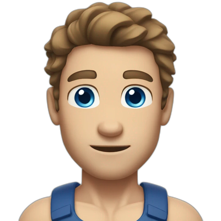 white Man brown hair blue eyes flexing bicep emoji