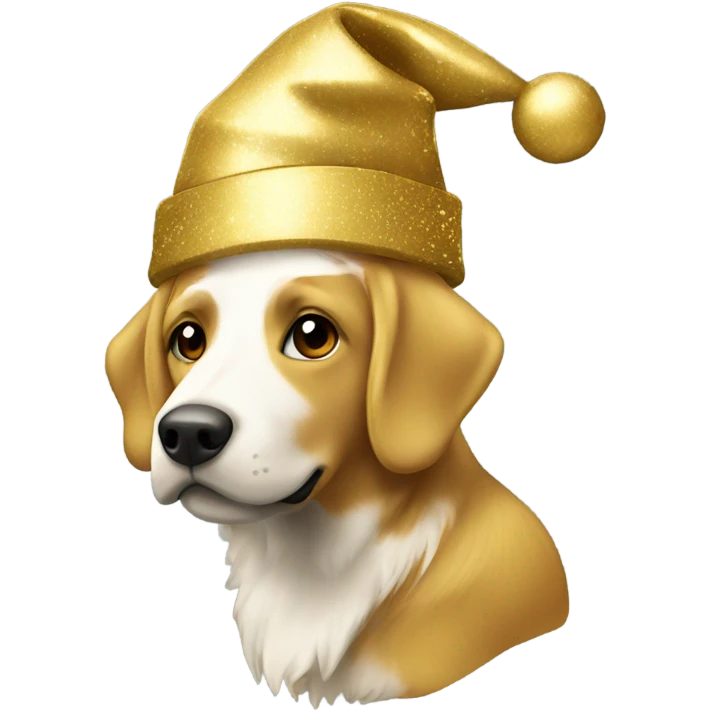 Golden retro with Christmas hat emoji